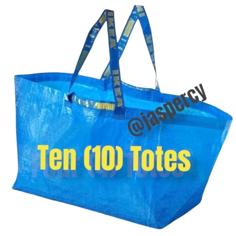 IKEA FRAKTA Ten (10) Large Blue Reusable Shopping Bag Laundry Tote Storage NWT - Picture 1 of 8